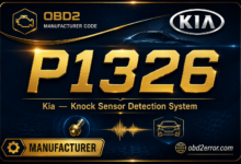 P1326 code Kia knock sensor detection system KSDS Theta II engine